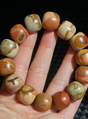 17#新疆哈密南湖彩泥手串天然戈壁泥石手链意境国画老型珠16手钏