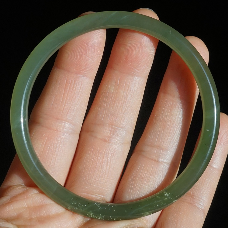 10#内径58mm天然和田玉手镯叮当手镯正品青白玉手镯细条圆条