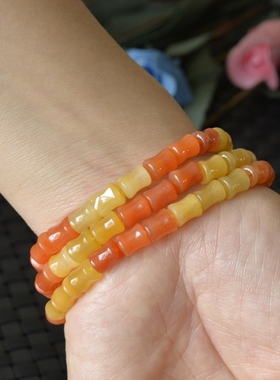 天然新疆戈壁玉竹节多圈手钏