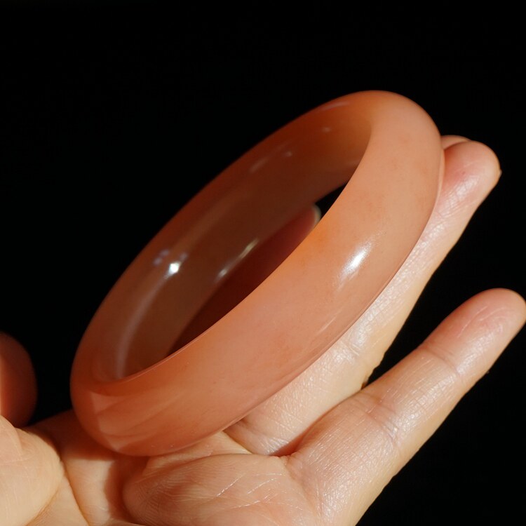 37#内径60圈新疆天然金丝玉手镯戈壁彩玉轮胎圈粉红色经典