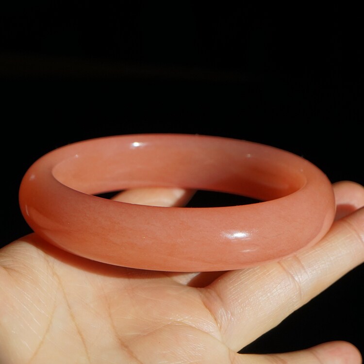 29#内径63圈新疆天然金丝玉手镯戈壁彩玉轮胎圈粉红色经典
