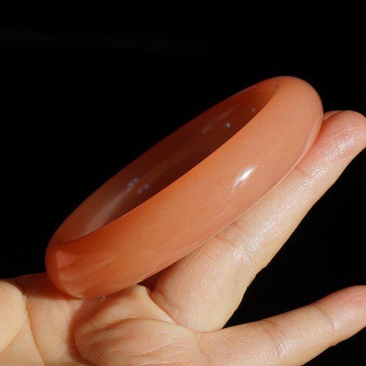 31#内径58圈新疆天然金丝玉手镯戈壁彩玉轮胎圈粉红色经典