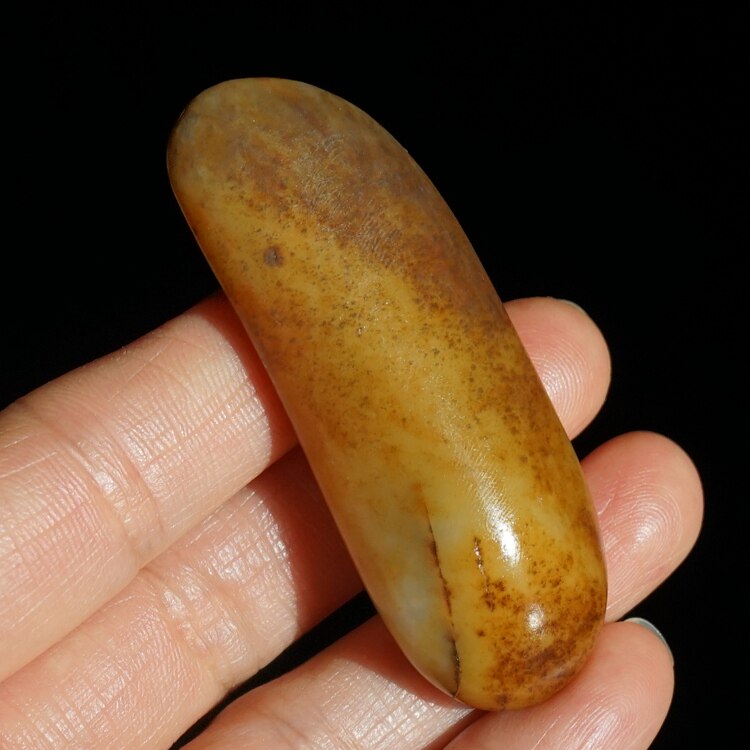 26.7g 新疆天然正品和田玉籽料原石真皮真籽原手把件 黄沁撒金皮