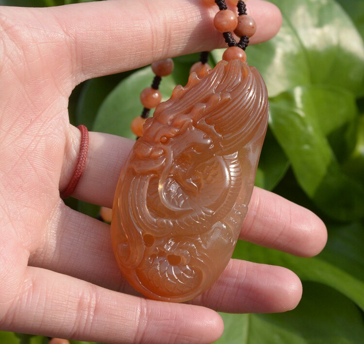 新疆天然金丝玉 生肖龙 权利地位 地表宝石光料  戈壁彩玉毛衣链