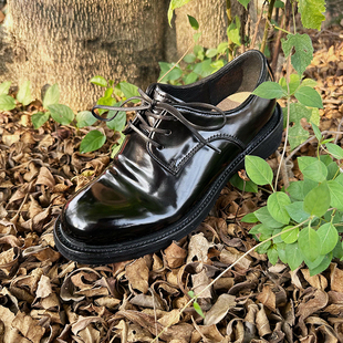 欢哥/小皮鞋女英伦mantova2024新品固特异手工鞋复古马臀皮德比鞋