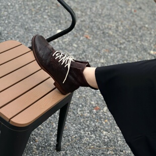 欢歌自创孤独者水洗马臀皮手工女鞋复古短筒骑士靴西部靴显瘦帅气