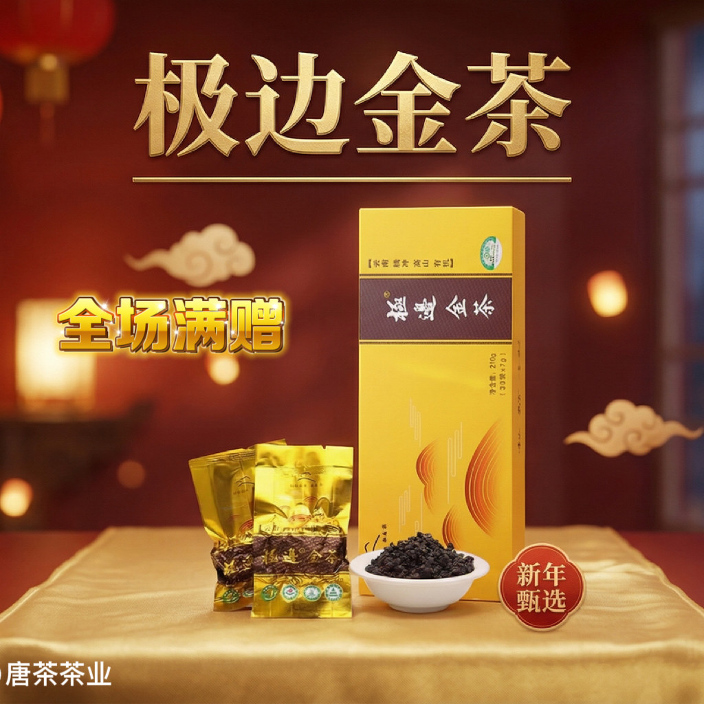 极边2026年金茶茶叶云南高山有机乌龙红茶礼盒装送礼功夫茶叶210g