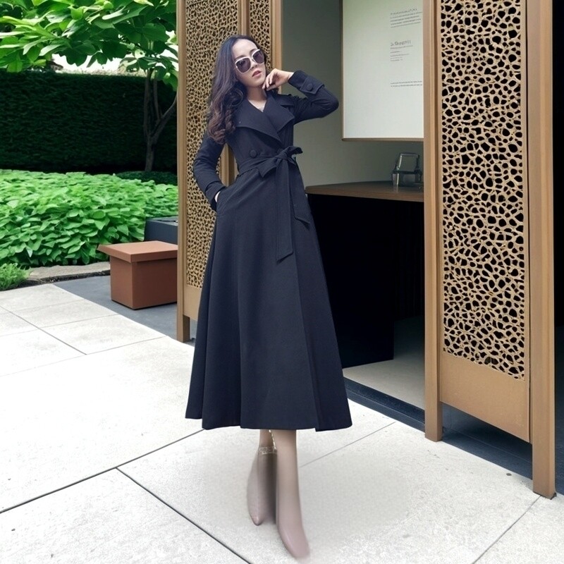 外套风衣muji女式不易沾水暗扣大衣女装漂亮冷淡系连衣裙