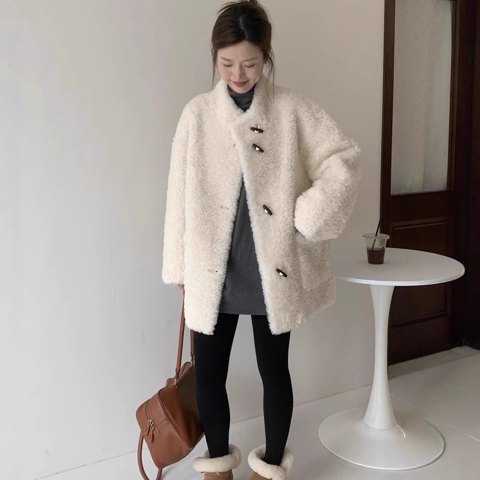 外套衣服宽松羊剪绒皮毛一体冬装