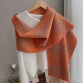 款 小香风清新桔色韩系氛围感精致羊毛围巾女2025新款 秋冬围脖时尚