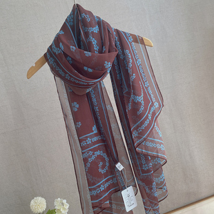 幸运草红咖秋冬时尚大丝巾女百搭围巾2026新款纱巾神秘透明乔其纱