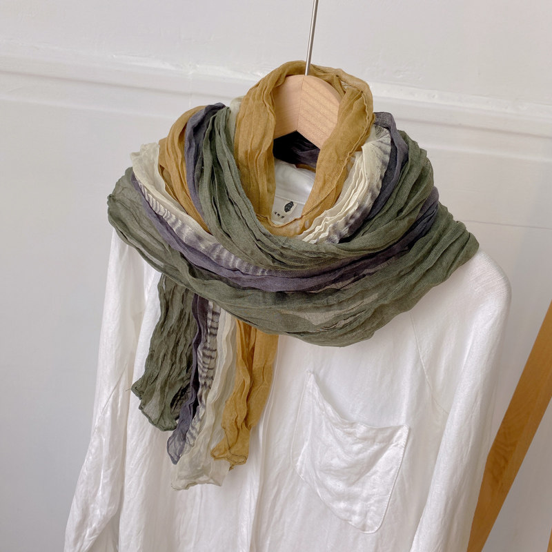 出彩棉麻围巾女春秋百搭手绘渐变色薄款披肩秋冬压皱丝巾复古纱巾,服饰配件/皮带/帽子/围巾,围巾/丝巾/披肩,淘宝优惠券,粉丝福利购,淘宝优惠卷