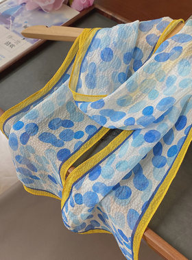 真丝飘带波点蚕丝小丝巾女春夏季