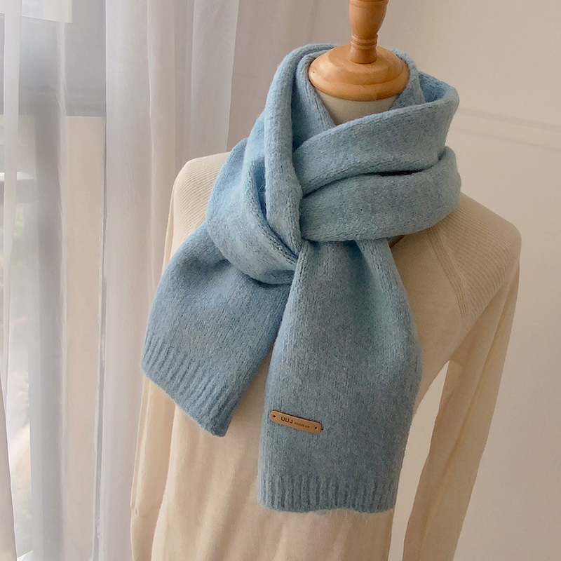 韩系清新色毛线围巾冬季女围脖