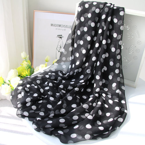 圆点围巾乔其纱垂感春秋季春秋季