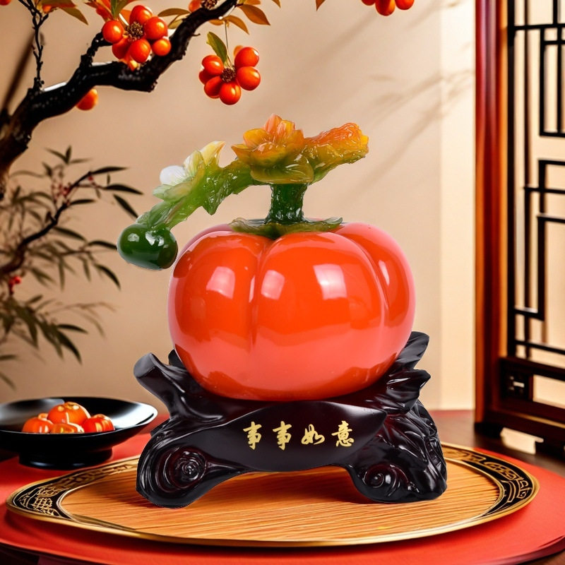 2025年新款柿子家居摆件树脂事事如意装饰品客厅玄关招财乔迁开业,家居饰品,桌面摆件,淘宝优惠券,粉丝福利购,淘宝优惠卷