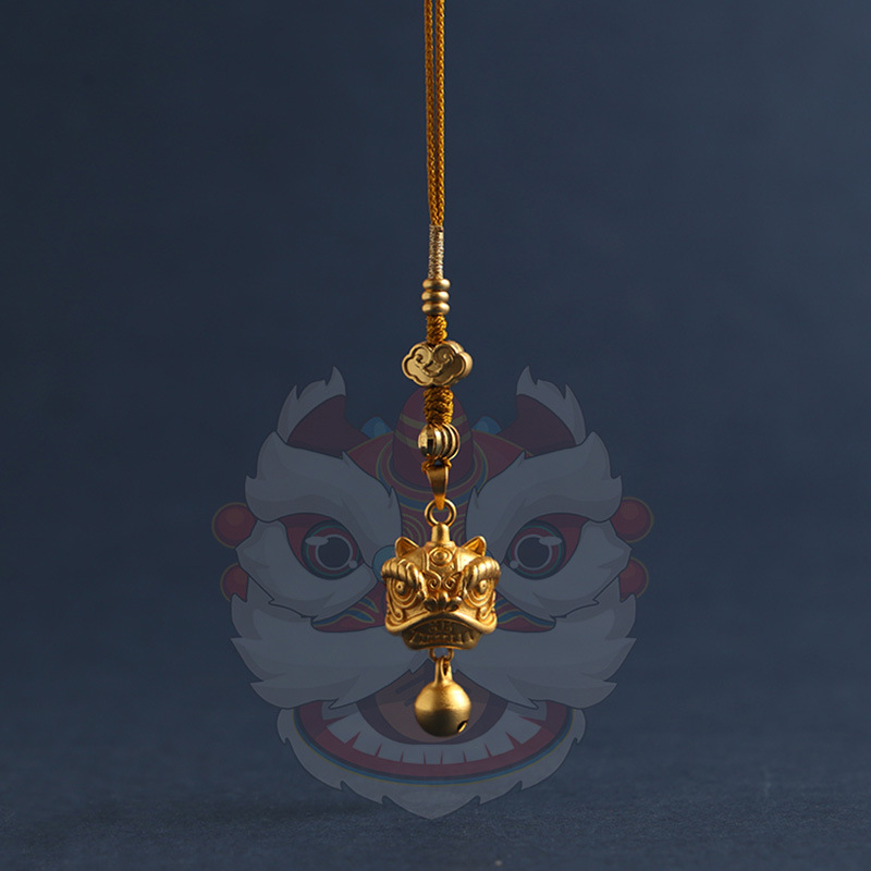 纯黄铜醒狮铃铛手机挂件中国风钥匙扣吊坠挂饰包包挂坠男女款送礼