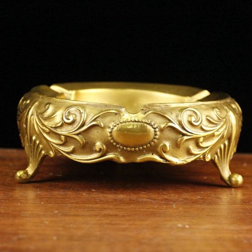 纯黄铜烟灰缸铜烟灰缸摆件家居装饰品客厅办公室家用烟缸礼品摆件