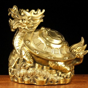 纯黄铜龙龟摆件八卦金钱龟福字龟家居家居办公室摆件