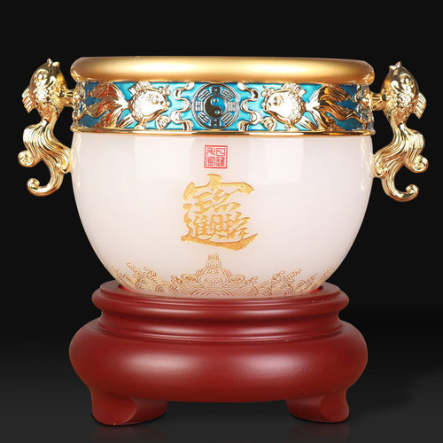 琉璃聚宝盆摆件树脂工艺品创意礼品办公室家居装饰品一件代发