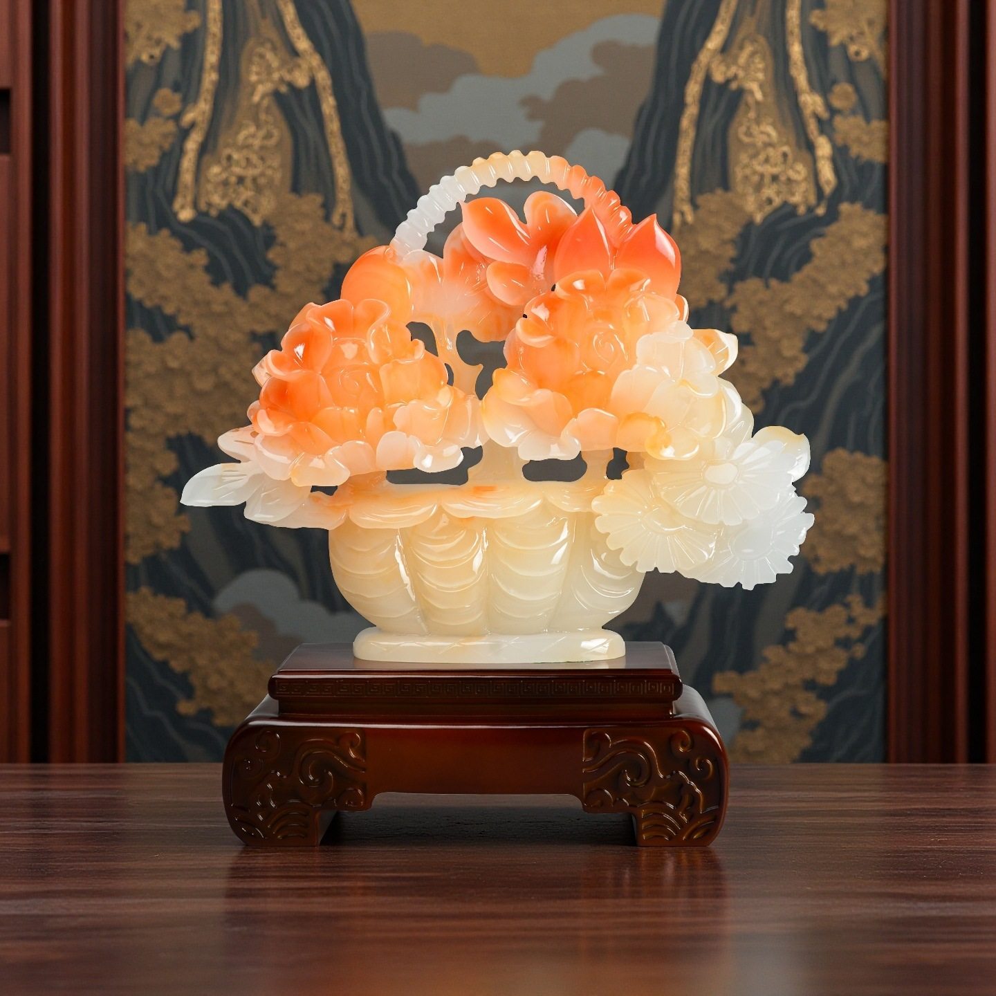 富贵平安仿玉花篮客厅轻奢摆件玄关家居办公室乔迁装饰品乔迁礼品,家居饰品,桌面摆件,淘宝优惠券,粉丝福利购,淘宝优惠卷