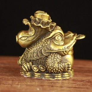 纯黄铜白菜蟾摆件百财金蟾三足金蝉蟾蜍店铺客厅家居摆件开业礼品