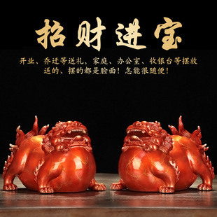 纯铜貔貅摆件皮休一对聚财客厅玄关办公室公司店铺装 饰品
