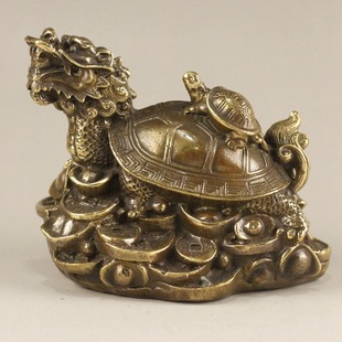 纯黄铜母子龙龟摆件铜龙龟摆件八卦金钱龟母子龙龟家居办公室摆件