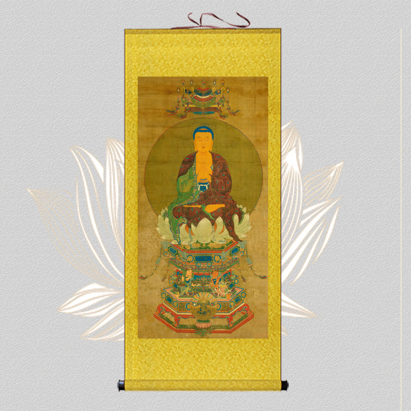 藏传毗卢遮那佛挂画寺庙佛堂供奉密宗大日如来佛像客厅家用卷轴画