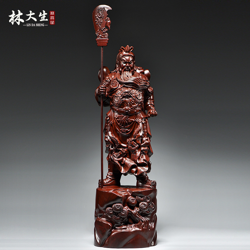 黑檀木雕关公摆件实木武财神客厅佛像家居装饰店铺开业送礼工艺品