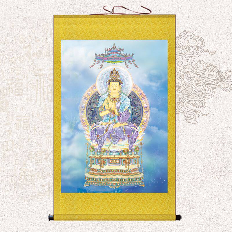 大日如来佛像挂画毗卢遮那佛画像佛堂寺庙结缘供奉家用丝绸卷轴画