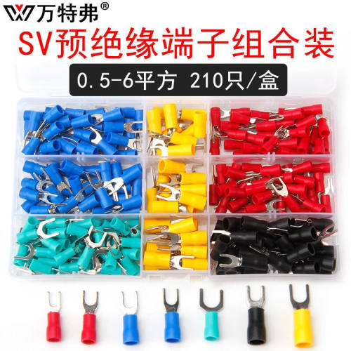 万特弗叉型SV接线端子组合套装YU型预绝缘端子线鼻子冷压端子各种