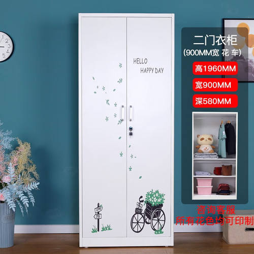 瑞特德创铁皮衣柜家用二门宿舍铁衣柜钢制环保衣柜印花卡通衣柜储