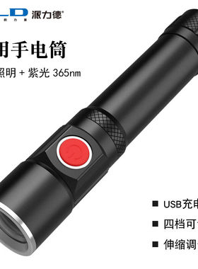 派力德（Pailide）双光源UV紫光手电筒365nm铝合金验钞荧光检测蝎