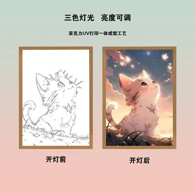 安布安奇抖音灯光画阳光画发光装饰相框摆台生日礼物送女友床头氛