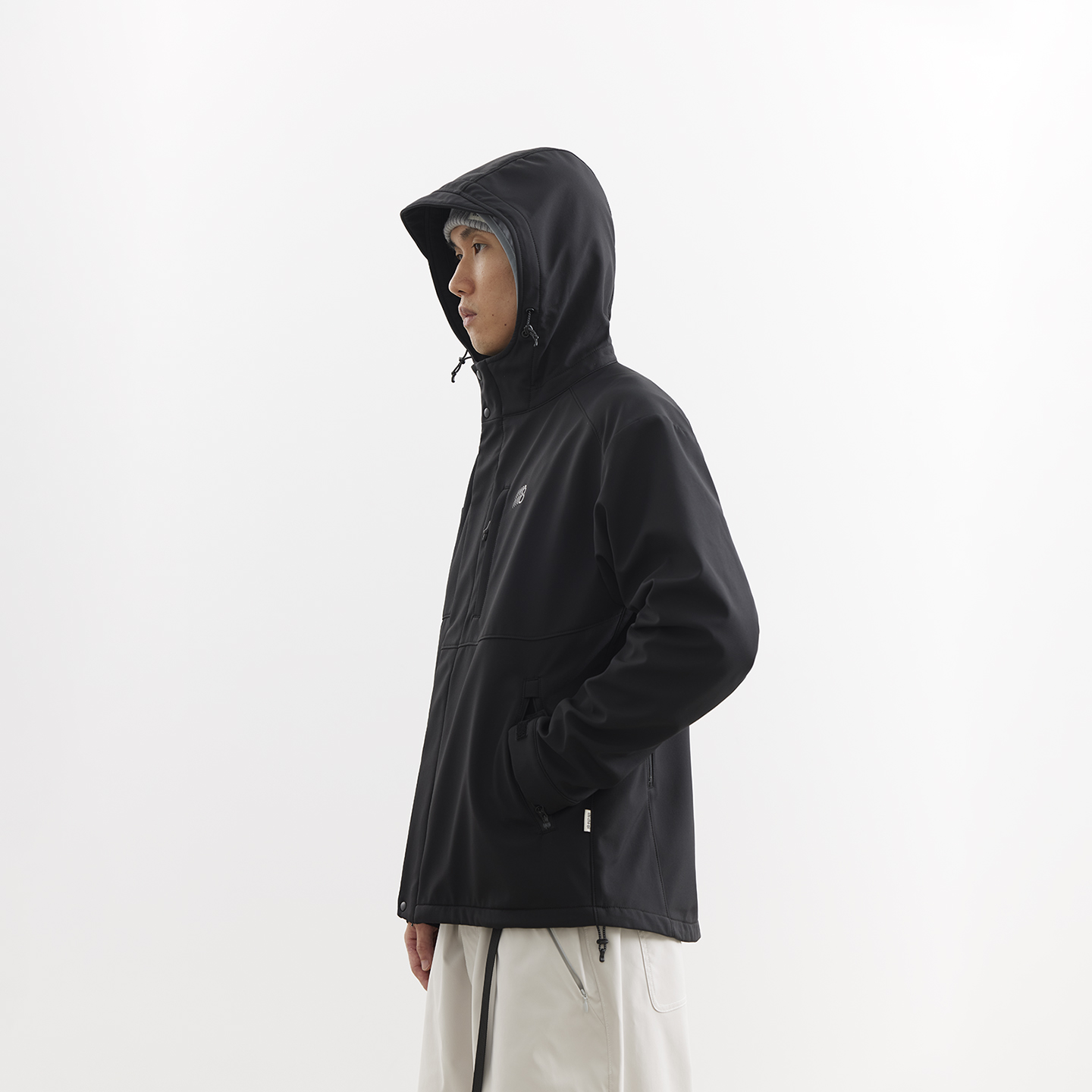 吃茶去chichaqu25秋冬户外三防防风防泼水带绒软壳连帽冲锋夹克