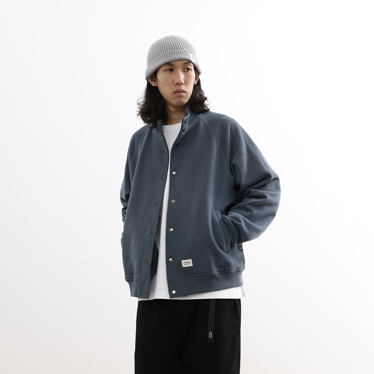 吃茶去chichaqu秋冬重磅立领插肩开衫卫衣复古加厚全棉帽衫百搭