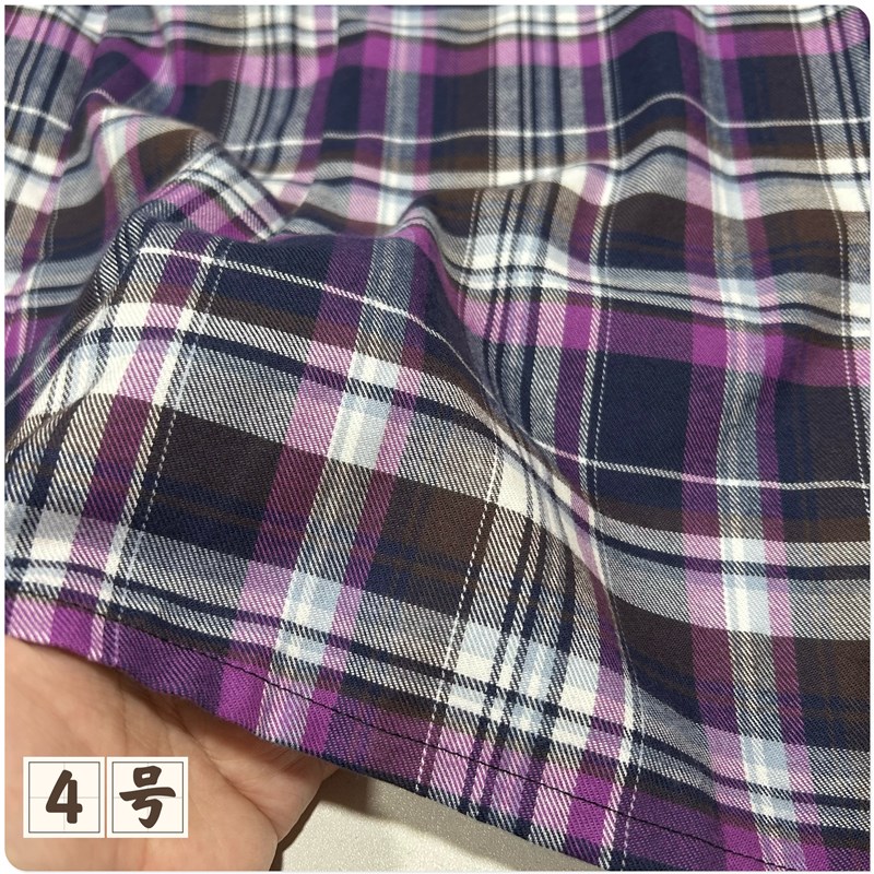 磨毛格子面料方块格全棉舒适透气春秋裙子衬衫休闲服装布料