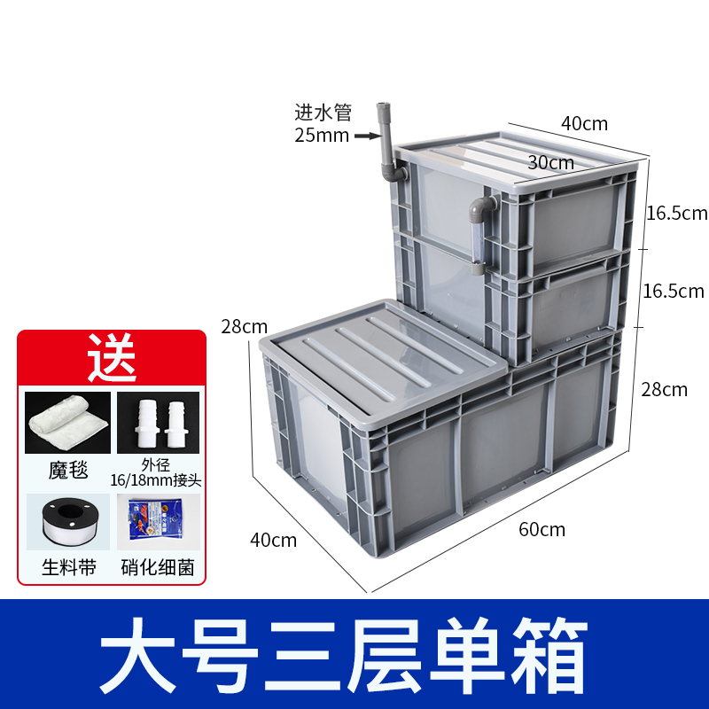 鱼缸底滤过滤箱底滤槽免打孔虹吸管干湿分离盒外置滴流增氧培菌箱