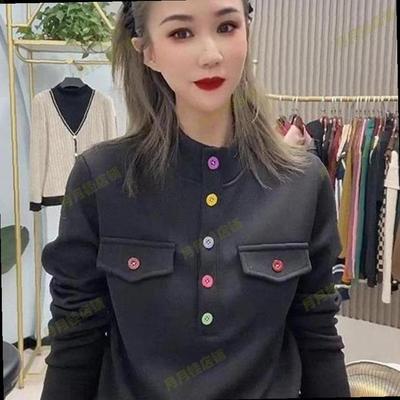 德绒高级感立领长袖T恤女秋季新款大码显瘦内搭打底衫妈妈装上衣