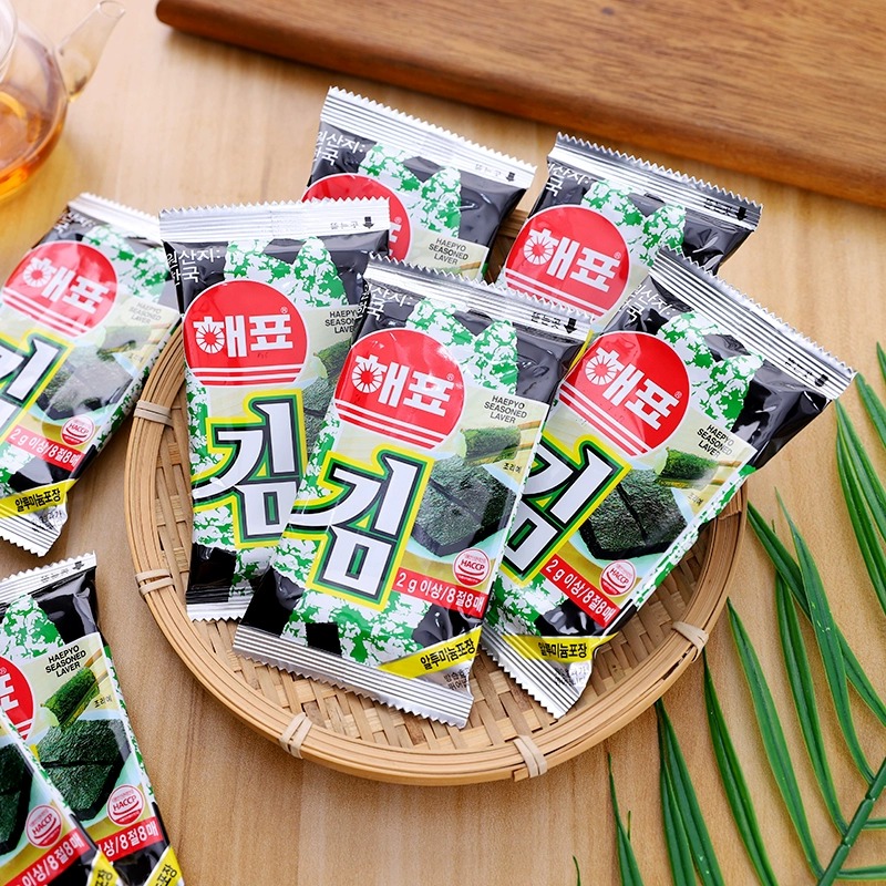韩国进口海牌即食海苔烤紫菜芥末原味儿童零食小吃寿司拌饭16g