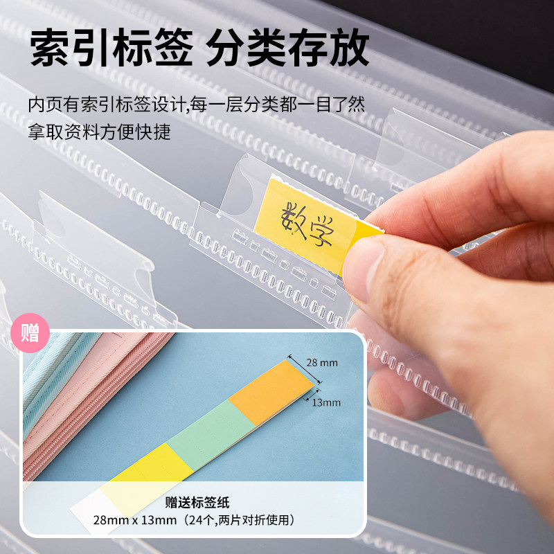 델리캔버스 아코디언백 학생용 다층폴더 13그리드 대용량 휴대용 시험지 분류수납가방 중 고등학생 종이정리 유물 A4삽입정보책 72561