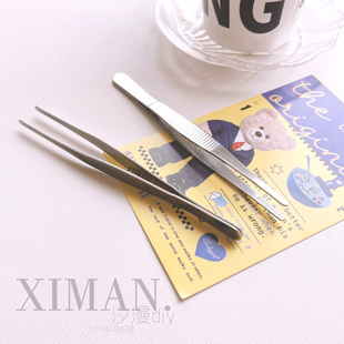 diy手工材料工具圆头镊子不锈钢加厚14cm奶油胶手机壳滴胶粘土