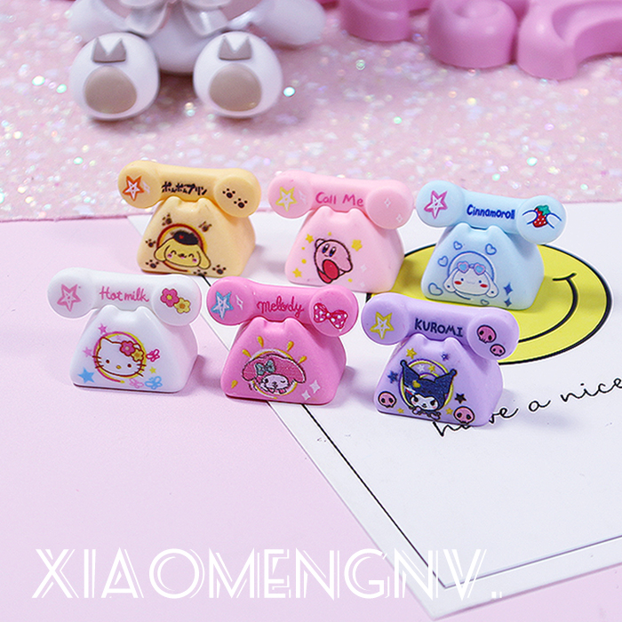 奶油胶手机壳树脂配件迷你食玩可爱小电话机座机滴胶摆台饰品材料