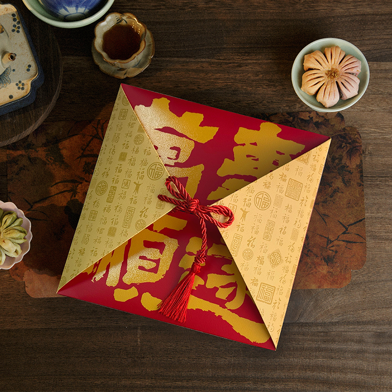 新款年货包装盒九宫格花酥糕点盒