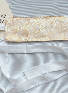 雀翎暗纹织锦缎绣花汉服腰封