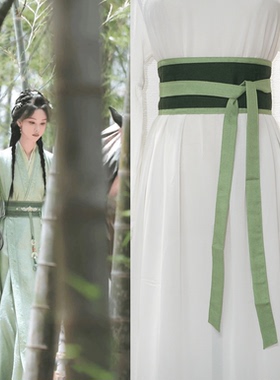 清冷风淡绿色撞色叠层汉服腰带