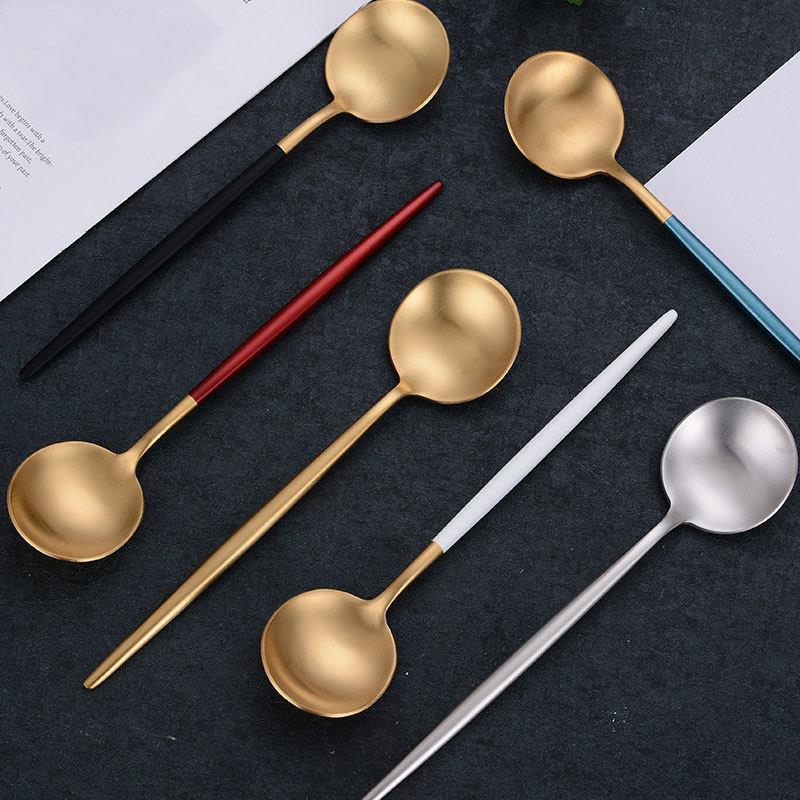 316不锈钢长柄勺子家用金色咖啡搅拌小勺子高颜值甜品食品级汤匙