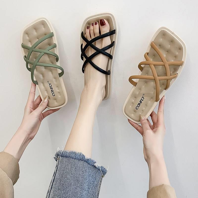 $$凉鞋女外穿2024新款夏季法式罗马沙滩鞋仙女风配裙子海边拖鞋