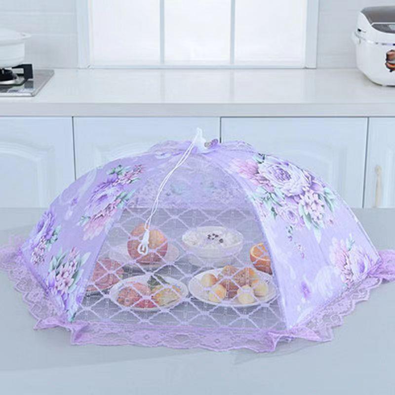 餐桌罩饭菜罩食物罩圆形大号蕾丝花边饭桌盖菜罩折叠罩菜伞防苍蝇